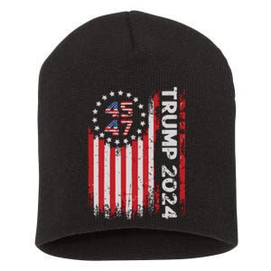 45 47 Trump 2024 American Flag Short Acrylic Beanie