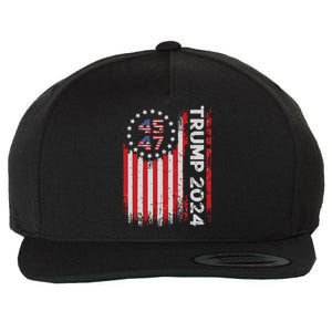 45 47 Trump 2024 American Flag Wool Snapback Cap