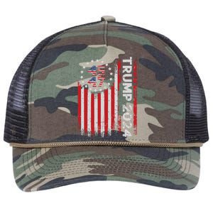 45 47 Trump 2024 American Flag Retro Rope Trucker Hat Cap