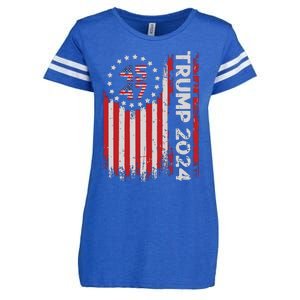 45 47 Trump 2024 American Flag Enza Ladies Jersey Football T-Shirt