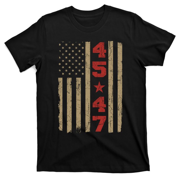 45 47 Trump Vintage Usa Flag 2024 President Election Politic T-Shirt