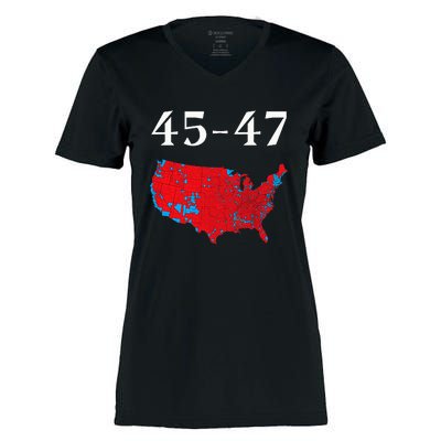 45 47 Trump Election Map 2024 Women's Momentum V-Neck T-Shirt