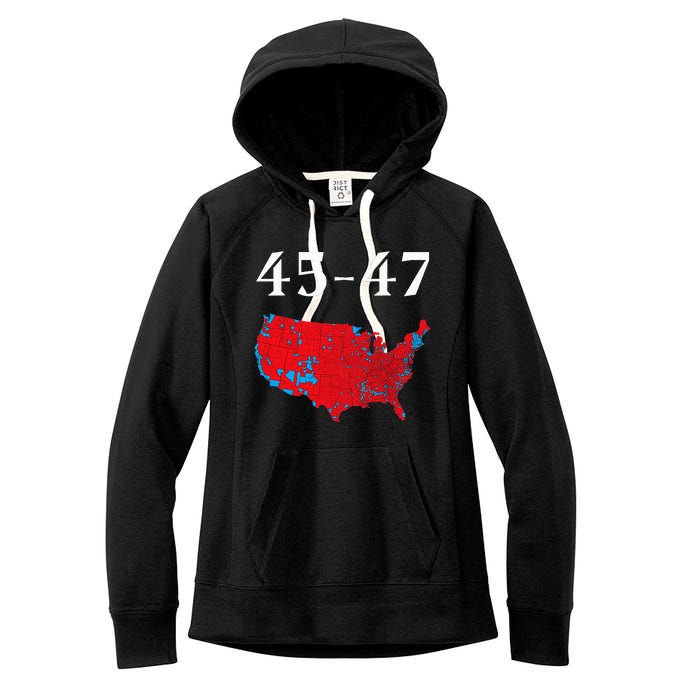 45 47 Trump Election Map 2024 Women's Fleece Hoodie