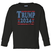 45 47 Trump 2024 American Flag Toddler Long Sleeve Shirt