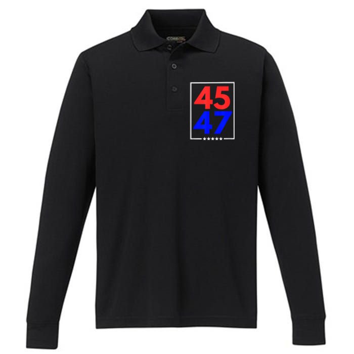 45 47 Trump 2024 Trendy Performance Long Sleeve Polo