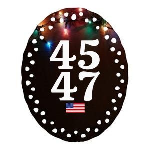 45 47 Trump 2024 Usa American Flag Ceramic Oval Ornament