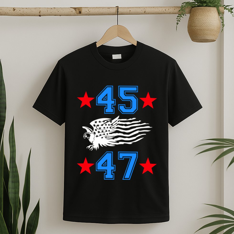 45 47 Trump Sign Us Eagle American Flag America Trump 45 47 T-Shirt