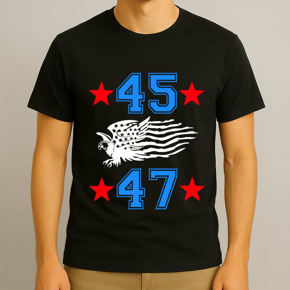 45 47 Trump Sign Us Eagle American Flag America Trump 45 47 T-Shirt