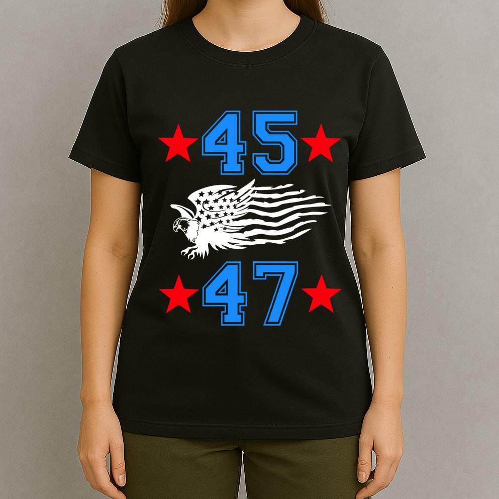 45 47 Trump Sign Us Eagle American Flag America Trump 45 47 T-Shirt