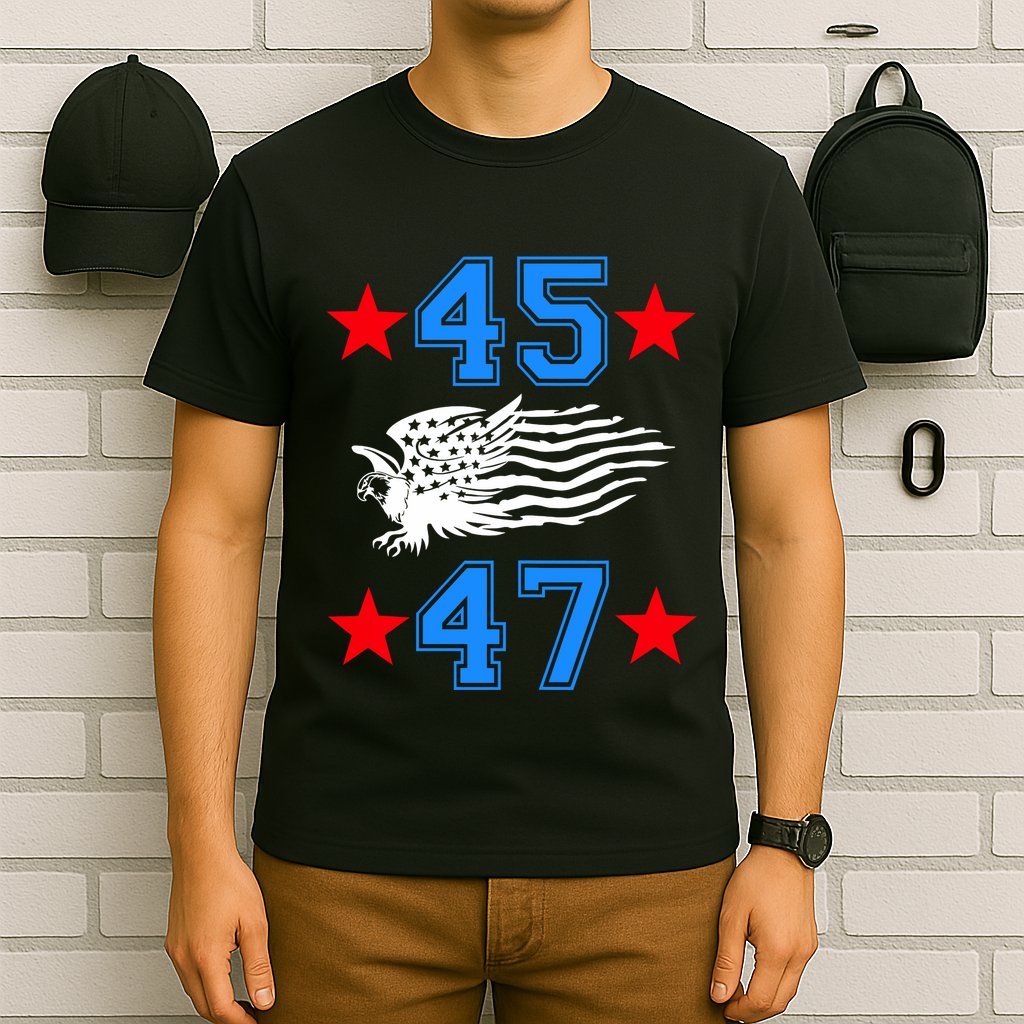 45 47 Trump Sign Us Eagle American Flag America Trump 45 47 T-Shirt