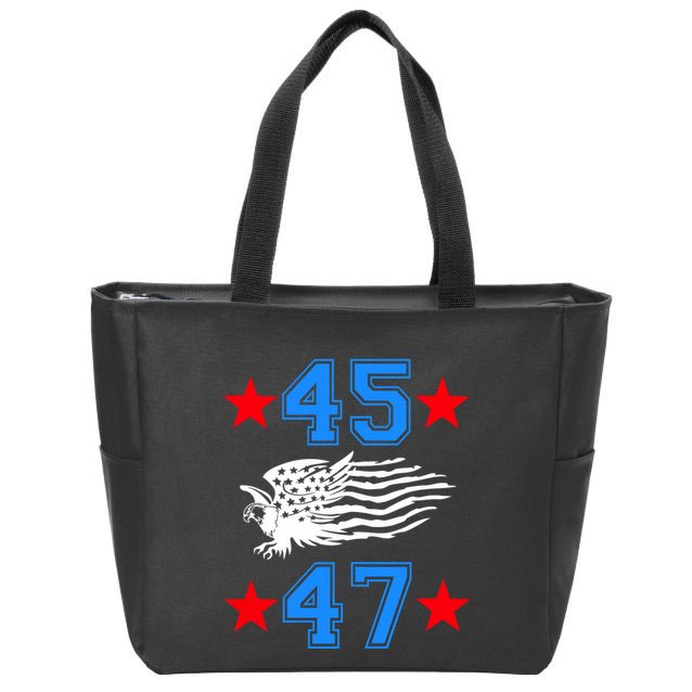 45 47 Trump Sign Us Eagle American Flag America Trump 45 47 Zip Tote Bag