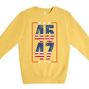 45 47 Trump 2024 President Trump 2024 American Flag Premium Crewneck Sweatshirt