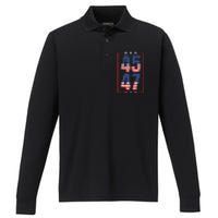 45 47 Trump 2024 President Trump 2024 American Flag Performance Long Sleeve Polo