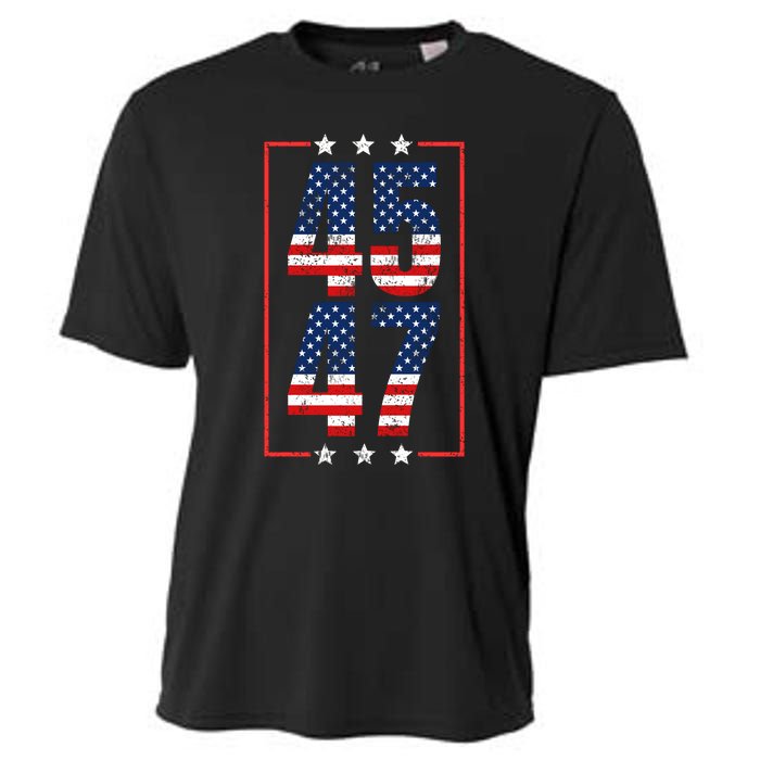 45 47 Trump 2024 President Trump 2024 American Flag Cooling Performance Crew T-Shirt