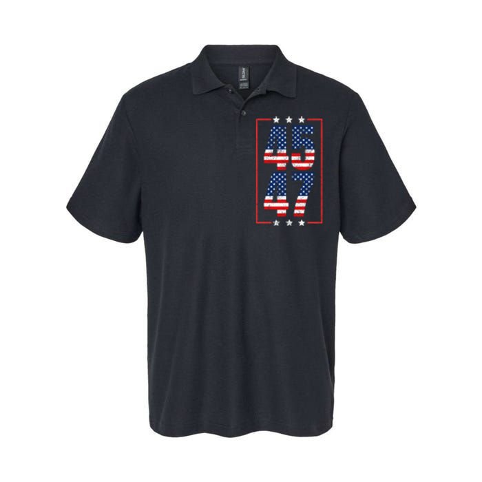 45 47 Trump 2024 President Trump 2024 American Flag Softstyle Adult Sport Polo