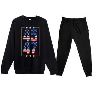 45 47 Trump 2024 President Trump 2024 American Flag Premium Crewneck Sweatsuit Set