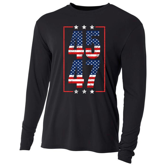 45 47 Trump 2024 President Trump 2024 American Flag Cooling Performance Long Sleeve Crew