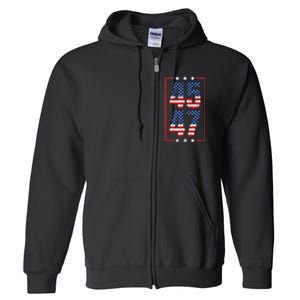 45 47 Trump 2024 President Trump 2024 American Flag Full Zip Hoodie