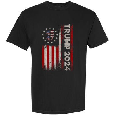 45 47 Trump 2024 American Flag Garment-Dyed Heavyweight T-Shirt