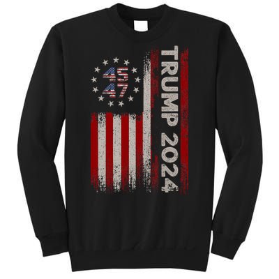 45 47 Trump 2024 American Flag Sweatshirt