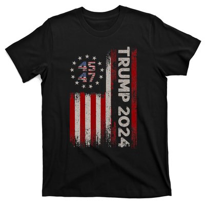 45 47 Trump 2024 American Flag T-Shirt