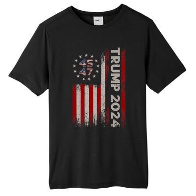 45 47 Trump 2024 American Flag Tall Fusion ChromaSoft Performance T-Shirt