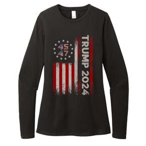 45 47 Trump 2024 American Flag Womens CVC Long Sleeve Shirt