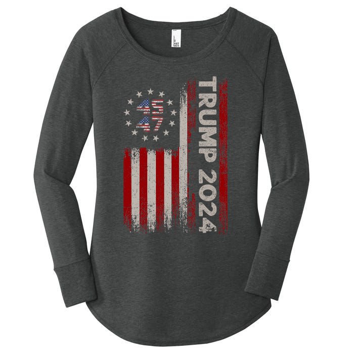 45 47 Trump 2024 American Flag Women's Perfect Tri Tunic Long Sleeve Shirt