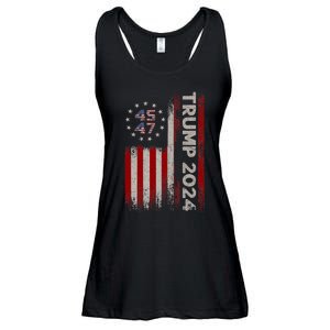 45 47 Trump 2024 American Flag Ladies Essential Flowy Tank