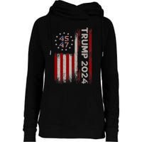 45 47 Trump 2024 American Flag Womens Funnel Neck Pullover Hood