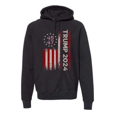 45 47 Trump 2024 American Flag Premium Hoodie