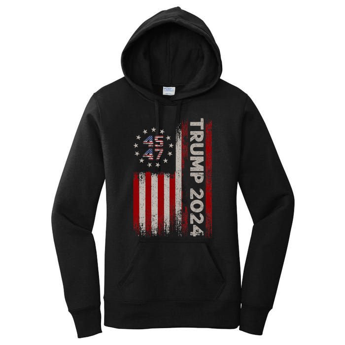 45 47 Trump 2024 American Flag Women's Pullover Hoodie