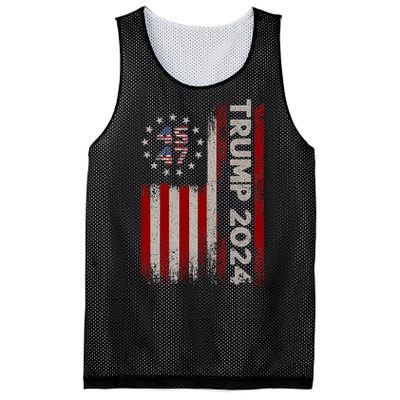 45 47 Trump 2024 American Flag Mesh Reversible Basketball Jersey Tank