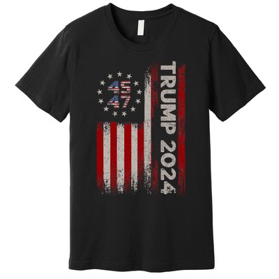 45 47 Trump 2024 American Flag Premium T-Shirt