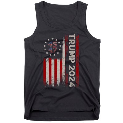 45 47 Trump 2024 American Flag Tank Top