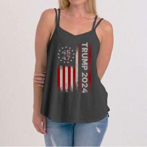 45 47 Trump 2024 American Flag Women's Strappy Tank