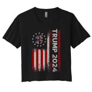 45 47 Trump 2024 American Flag Women's Crop Top Tee