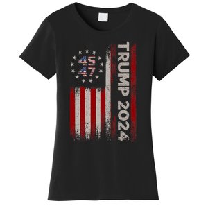 45 47 Trump 2024 American Flag Women's T-Shirt