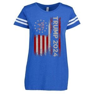 45 47 Trump 2024 American Flag Enza Ladies Jersey Football T-Shirt