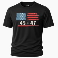 45 47 Trump President Vintage American Flag 2024 Pocket Cooling Performance Crew T-Shirt