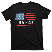 45 47 Trump President Vintage American Flag 2024 Pocket T-Shirt