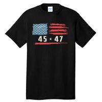 45 47 Trump President Vintage American Flag 2024 Pocket Tall T-Shirt