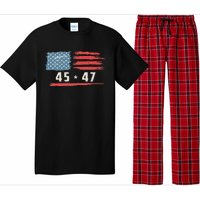 45 47 Trump President Vintage American Flag 2024 Pocket Pajama Set