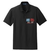 45 47 Trump President Vintage American Flag 2024 Pocket Dry Zone Grid Polo