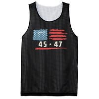 45 47 Trump President Vintage American Flag 2024 Pocket Mesh Reversible Basketball Jersey Tank