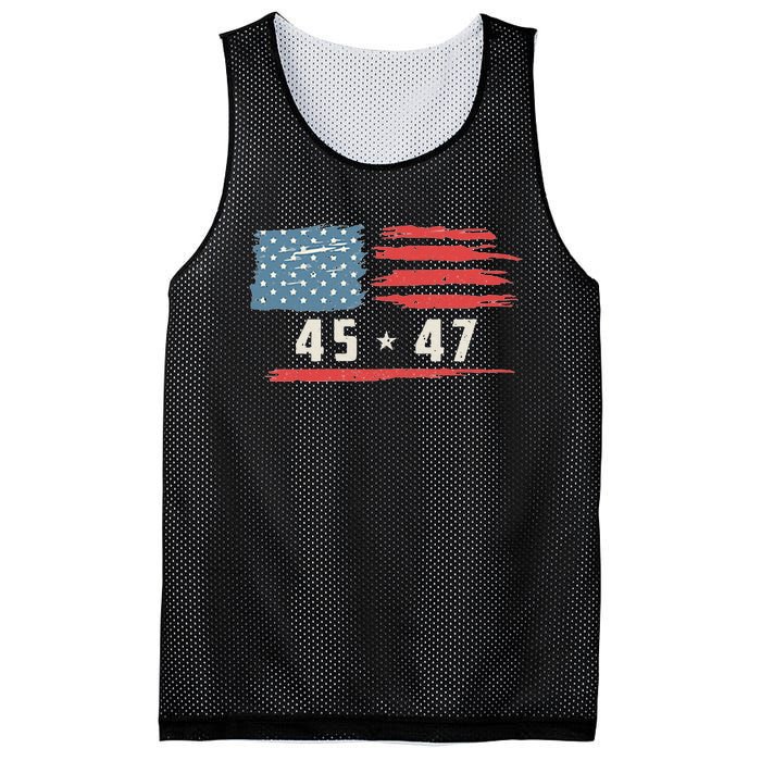 45 47 Trump President Vintage American Flag 2024 Pocket Mesh Reversible Basketball Jersey Tank