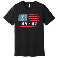 45 47 Trump President Vintage American Flag 2024 Pocket Premium T-Shirt