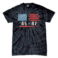 45 47 Trump President Vintage American Flag 2024 Pocket Tie-Dye T-Shirt