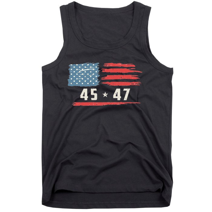 45 47 Trump President Vintage American Flag 2024 Pocket Tank Top