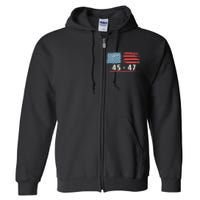 45 47 Trump President Vintage American Flag 2024 Pocket Full Zip Hoodie